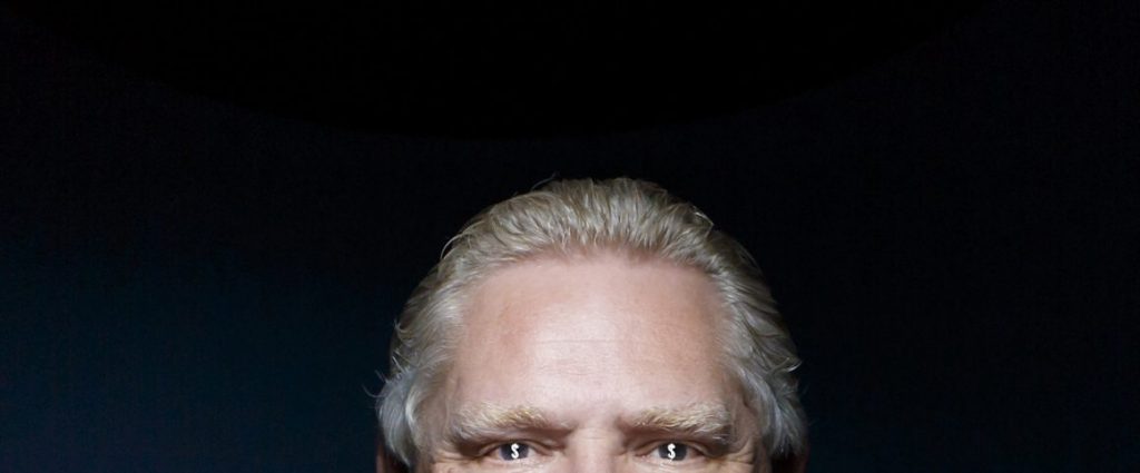Doug Ford's eyes with dollar signs in them